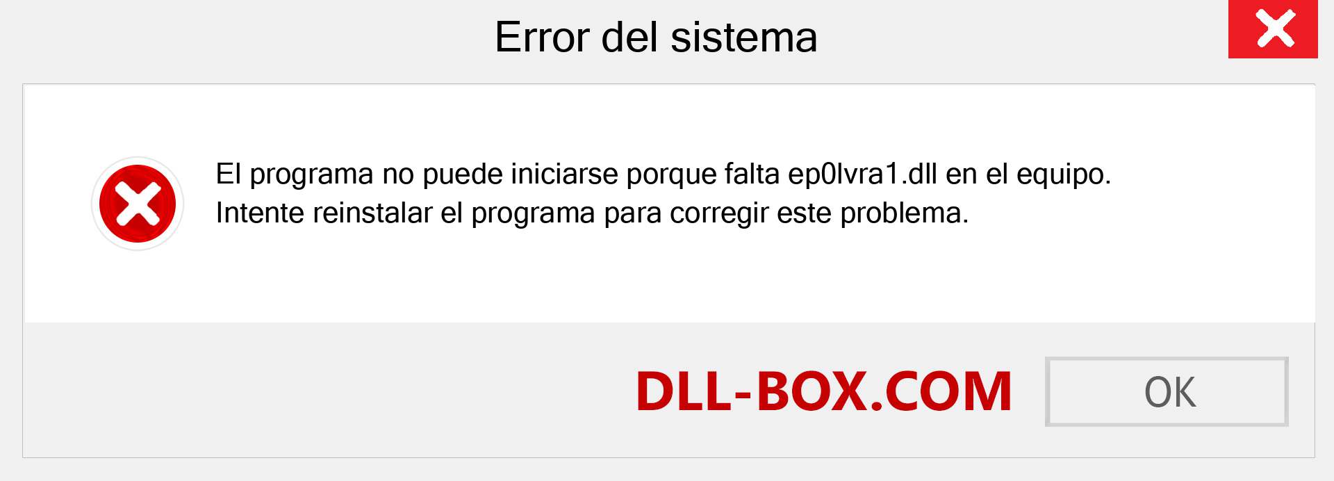 ¿Falta el archivo ep0lvra1.dll ?. Descargar para Windows 7, 8, 10 - Corregir ep0lvra1 dll Missing Error en Windows, fotos, imágenes